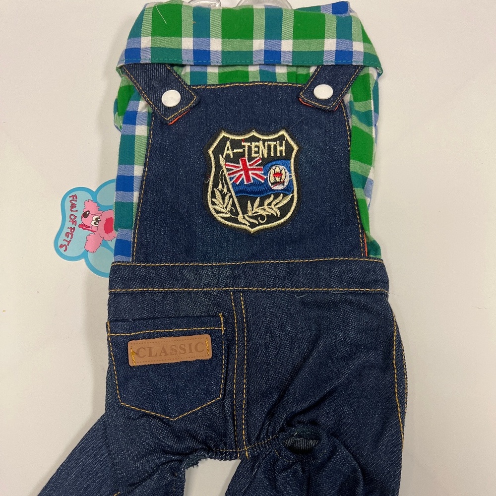 Plaid and denim jumper snap closure never worn